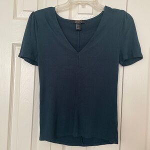 Forever 21 Teal V-Neck Short Sleeve Top